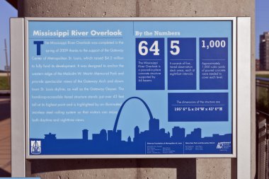 St. Louis manzarası ve Mississippi Nehri uyanık işareti