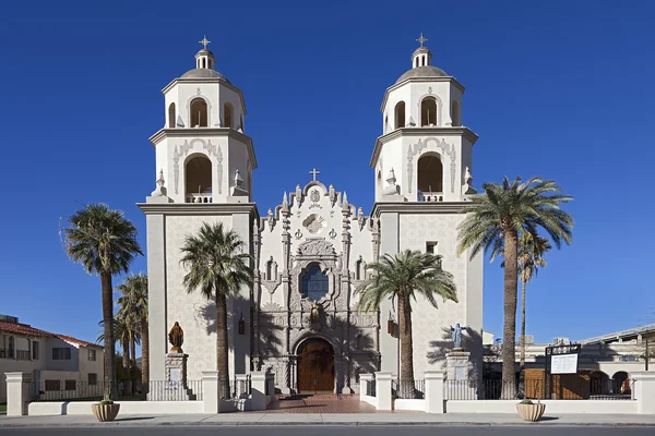 圣奥古斯汀大教堂在图森，亚利桑那州 图库图片