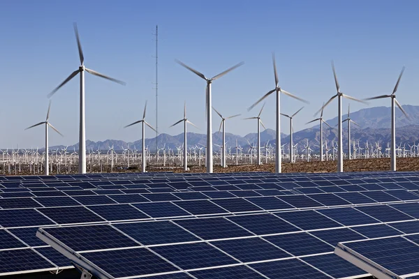 Solar Panels and Wind Turbine Power — Stock Photo, Image