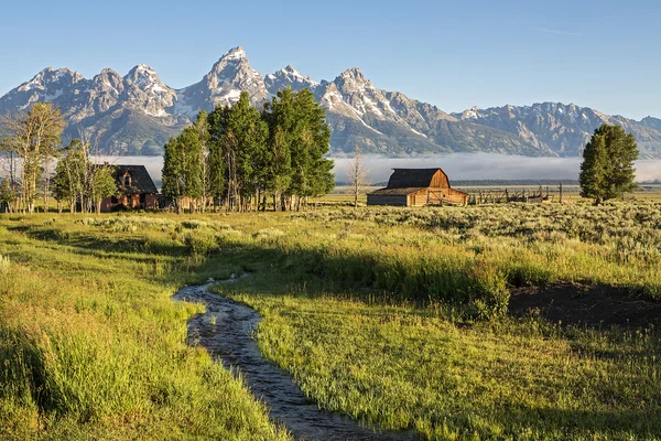 Moulton schuur in de grand teton, wy Rechtenvrije Stockfoto's