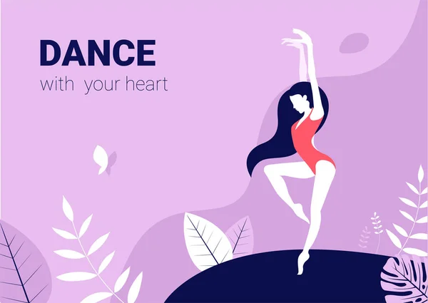 Dance Your Heart Vector Poster Perfect Dance Studio Performance Flyer — Stock Vector