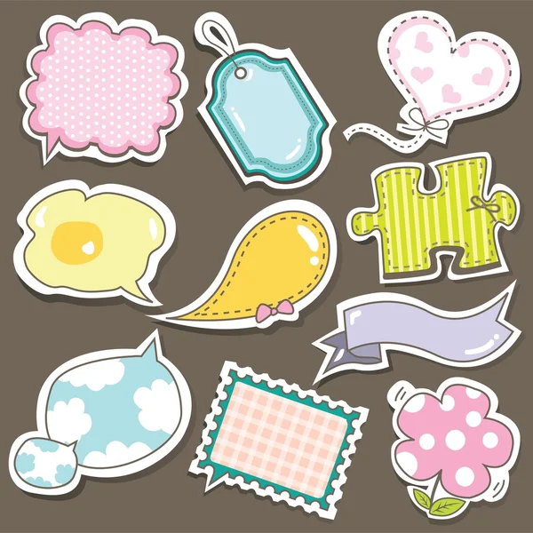 Cute speech bubbles scrapbook elements in vector — Stock Vector