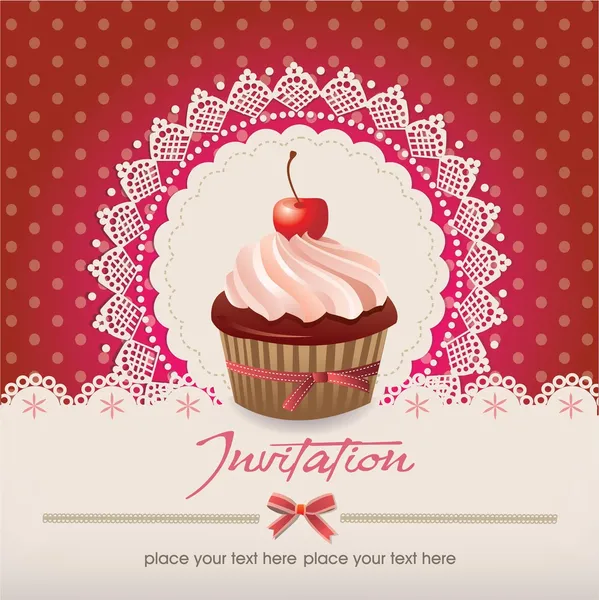 Tarjeta Vintage con cupcake — Vector de stock