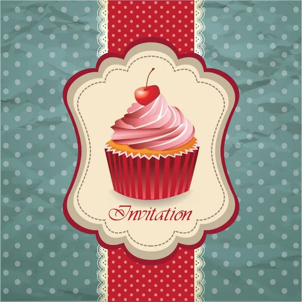 Vintage card with cupcake — Stock Vector