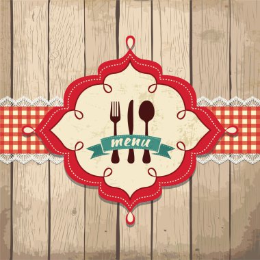 Restoran menü tasarımı ile retro vintage çerçeve çizimi