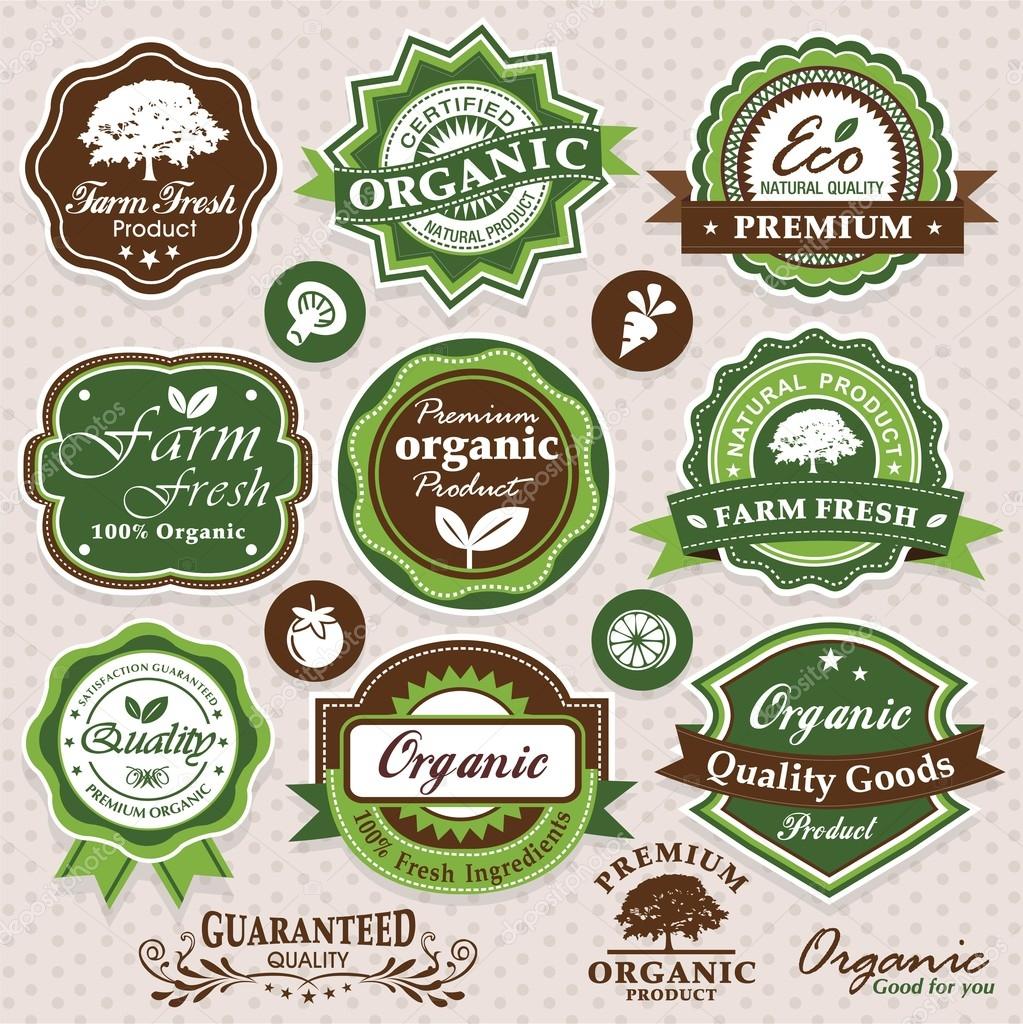 Collection of organic labels, badges and icons