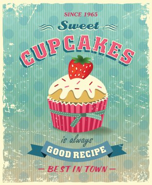 Retro cupcake poster vektör çizim