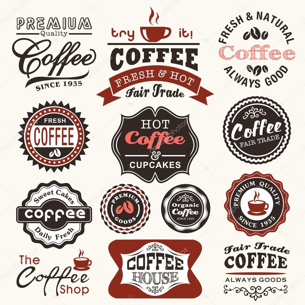 Vintage retro coffee badges and labels