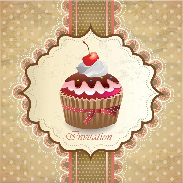 Tarjeta Vintage con cupcake — Vector de stock