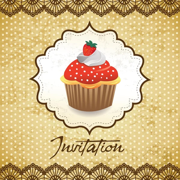 Tarjeta Vintage con cupcake — Vector de stock