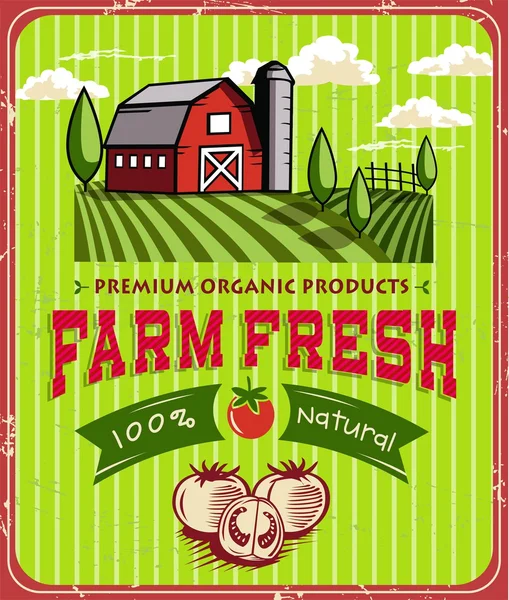 Vintage Farm design de cartaz fresco — Vetor de Stock