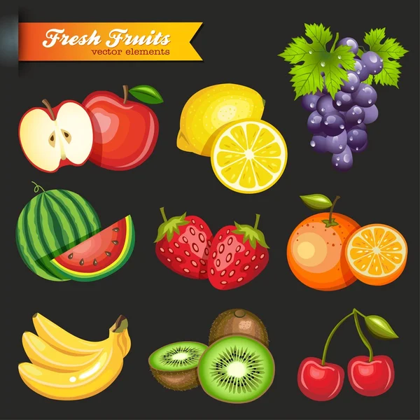 Colección de frutas vectoriales — Archivo Imágenes Vectoriales