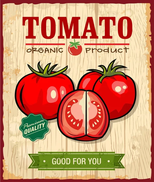 Diseño de póster de tomate retro vintage — Archivo Imágenes Vectoriales