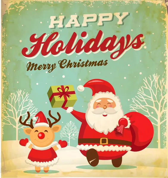 Noel Baba ve Noel reindeer Noel arka planda çizimi