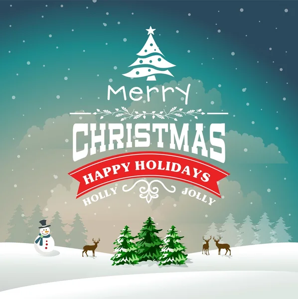 Weihnachtsgrußkarte mit Hintergrund — Stockvektor
