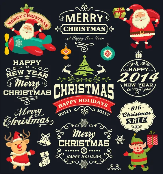 Navidad y Año Nuevo etiquetas, iconos y elementos colección de vectores — Vector de stock