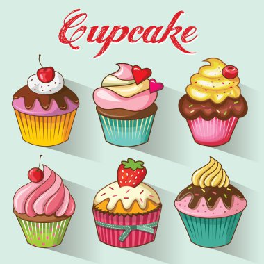 cupcakes set tasarımı. vektör çizim