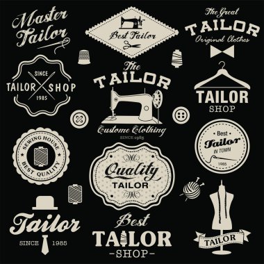 Vintage tasarım öğeleri. retro etiketleri, rozetler ve simgeler kümesi