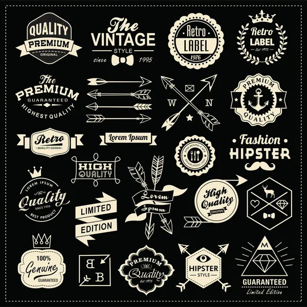 Collectie van vintage labels, pijlen, linten, symbolen en ontwerpelementen — Stockvector