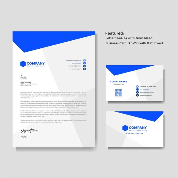 プロの創造的なレターヘッドと名刺ベクトルテンプレート — ストックベクタ