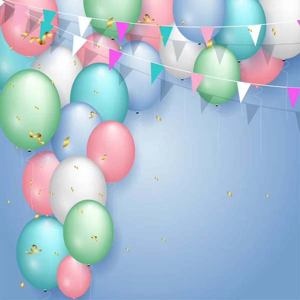 Днем Рождения Дизайн Фона Поздравительной Открытки Плаката Баннера Реалистичными Воздушными — стоковый вектор