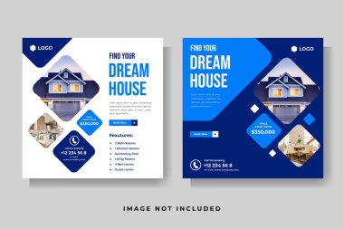 Modern ev satışı sosyal medya vektör şablonu