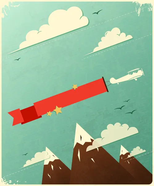 Diseño de póster retro con nubes . — Vector de stock