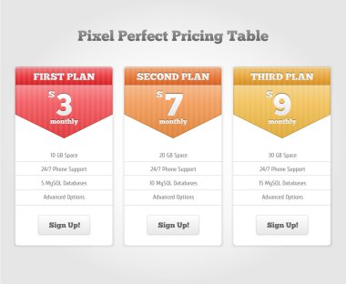 Ticari web hizmetleri için Vektör Fiyat tablosu