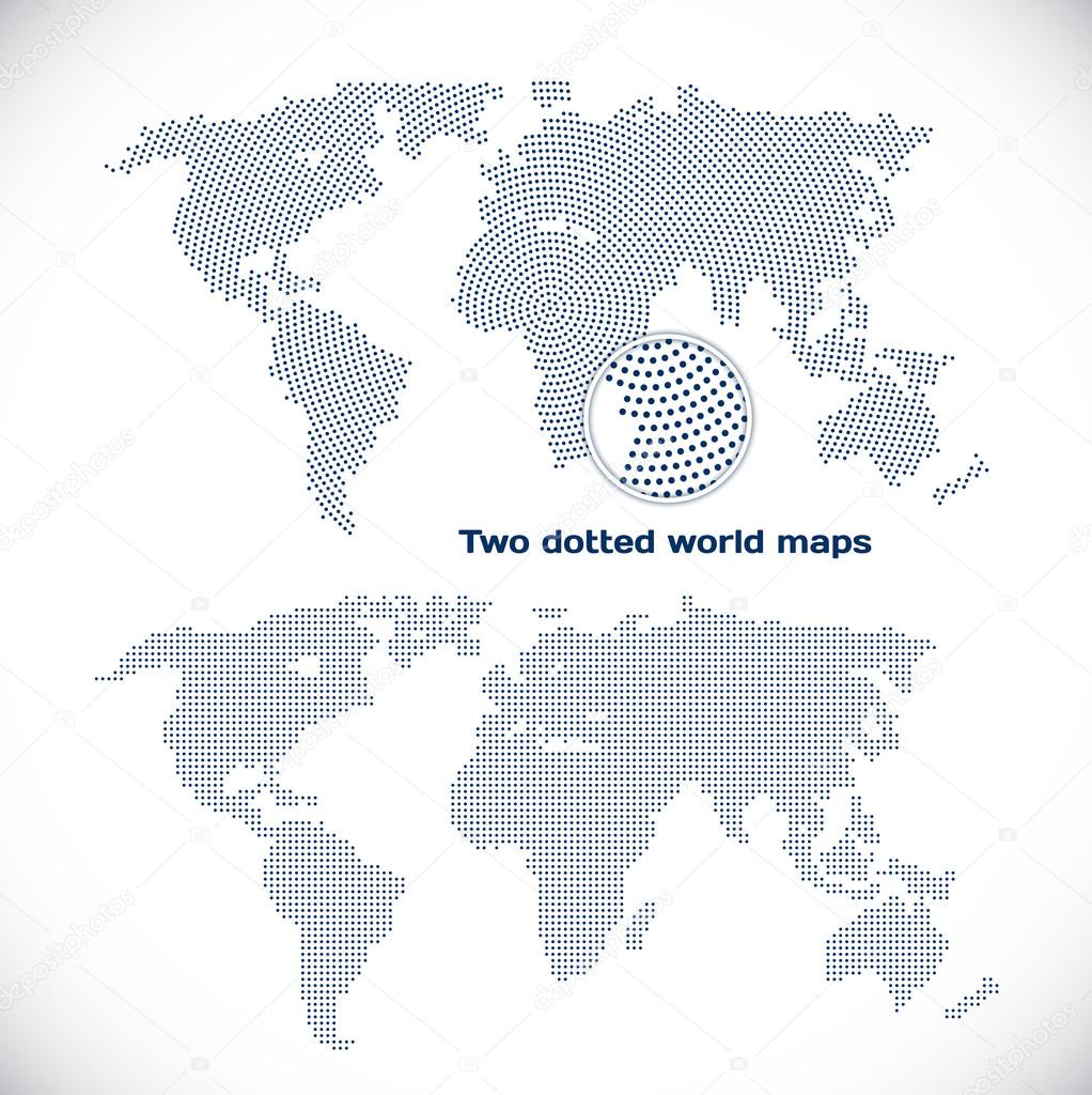 Two dotted world maps
