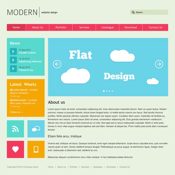 Flat Web Design Template. — Stock Vector