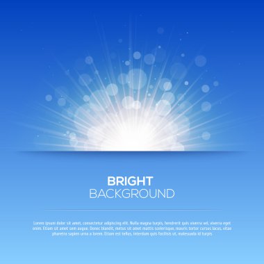 Metnin için parlak güneş vektörü, güneş ışınları, güneş ışınları, bokeh ve boşluk