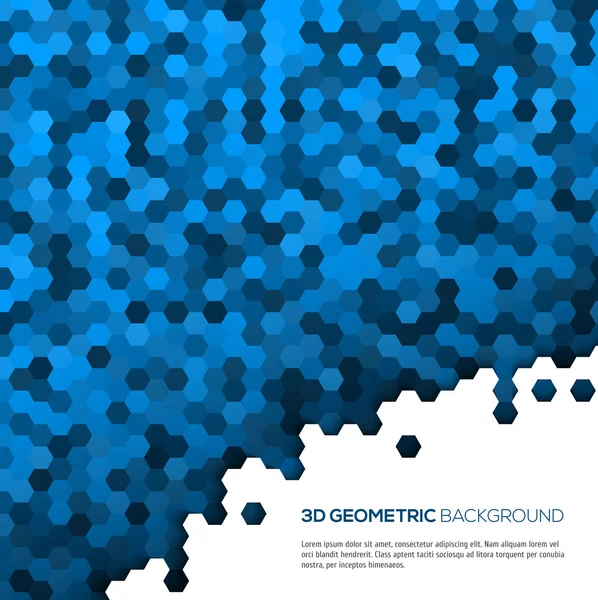 3D-blauwe geometrische achtergrond met veelhoeken — Stockvector
