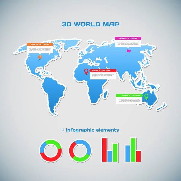 Infográficos de mapa mundo 3D —  Vetores de Stock