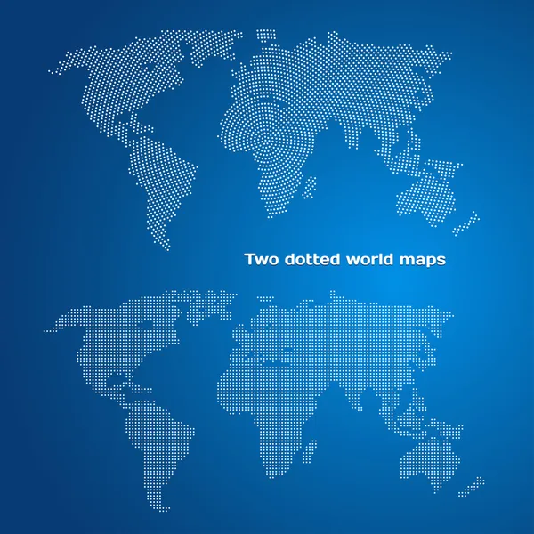 Two dotted world maps — Stock Vector