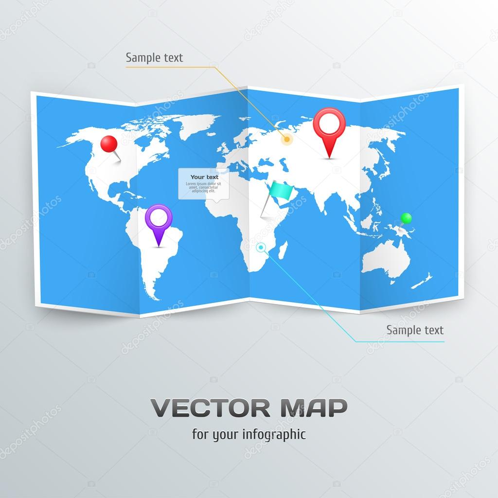Vector world map with infographic elements