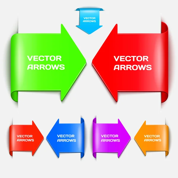 Establecer flechas vectoriales en forma de pegatinas de papel — Archivo Imágenes Vectoriales