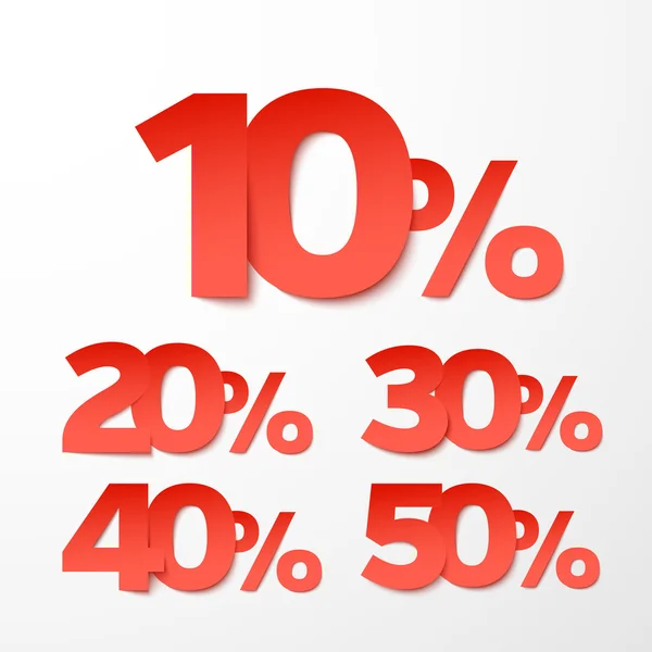 Pourcentages de vente. Vecteur. Style de papier . — Image vectorielle