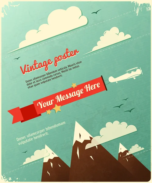 Diseño de póster retro con nubes . — Vector de stock