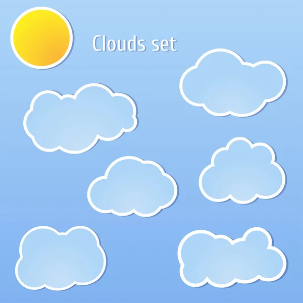 Clouds set and sun — Stock Vector