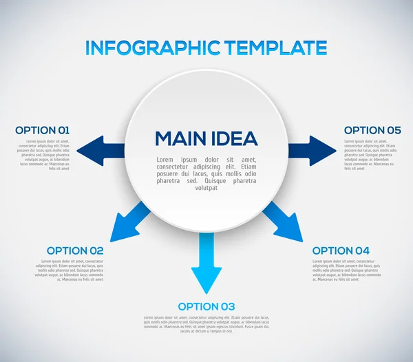 Infographics template with arrows and 3D circle. — Stock Vector