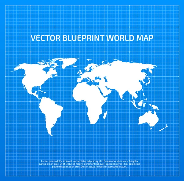 Blueprint world map — Stock Vector