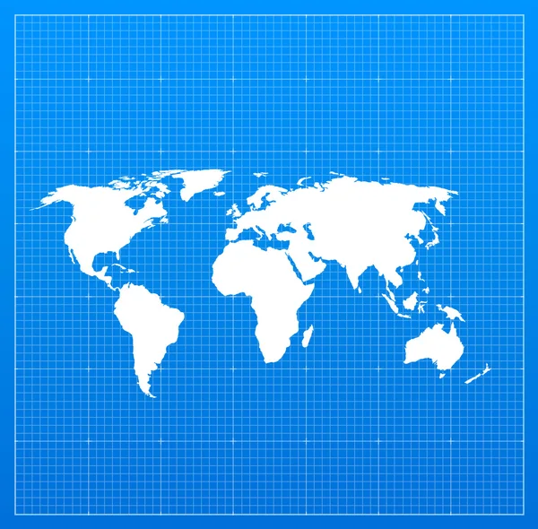 Mapa světa modrotisk — Stockový vektor
