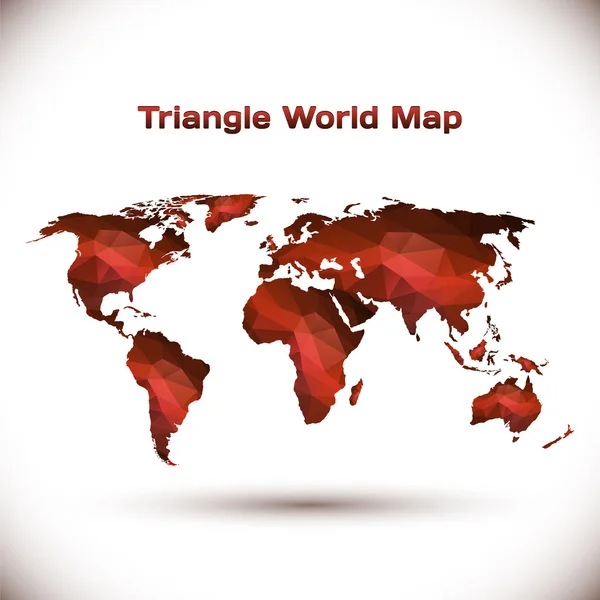 Triangle monde carte illustration en rouge — Stockový vektor