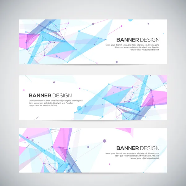 Vector banners instellen met veelhoekige abstracte vormen — Stockvector