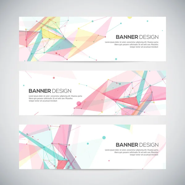 Conjunto de banners vectoriales con formas abstractas poligonales — Vector de stock