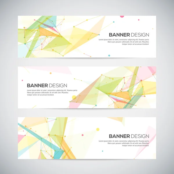 Vector banners set with polygonal abstract shapes — Stock Vector