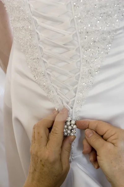 Back of bride and dress — Stock Photo, Image