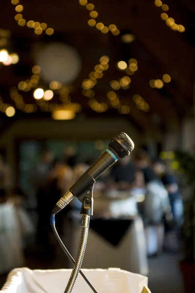 Microphone soft lights behind — Stock Photo, Image