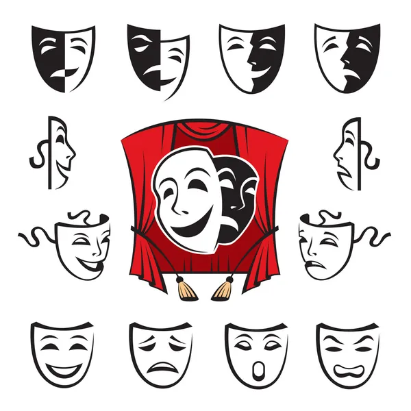 Set di maschere teatrali Vettoriale Stock