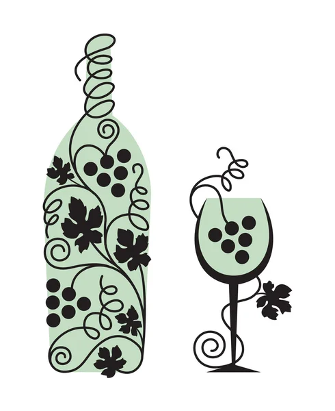 Vidrio y uvas — Vector de stock